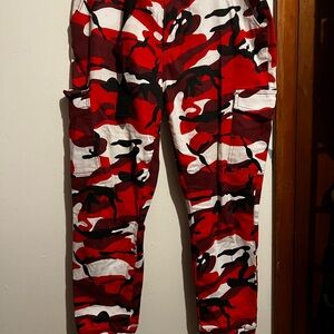 Red and Black Camouflage Cargo Pants